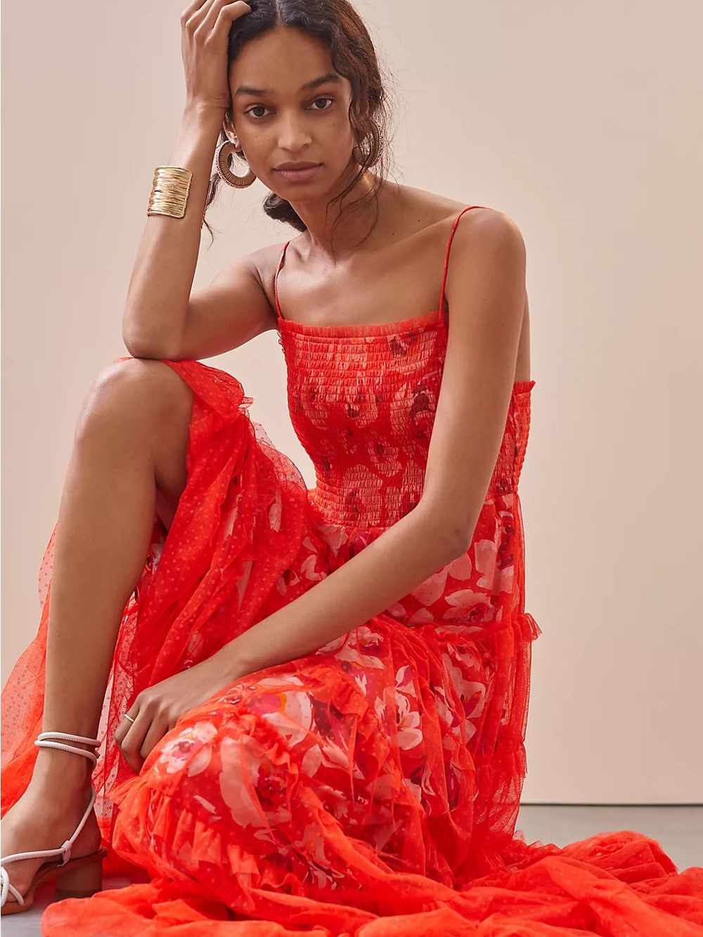 Anthropologie Tiered Tulle Maxi Dress 3X - Picture 2 of 9